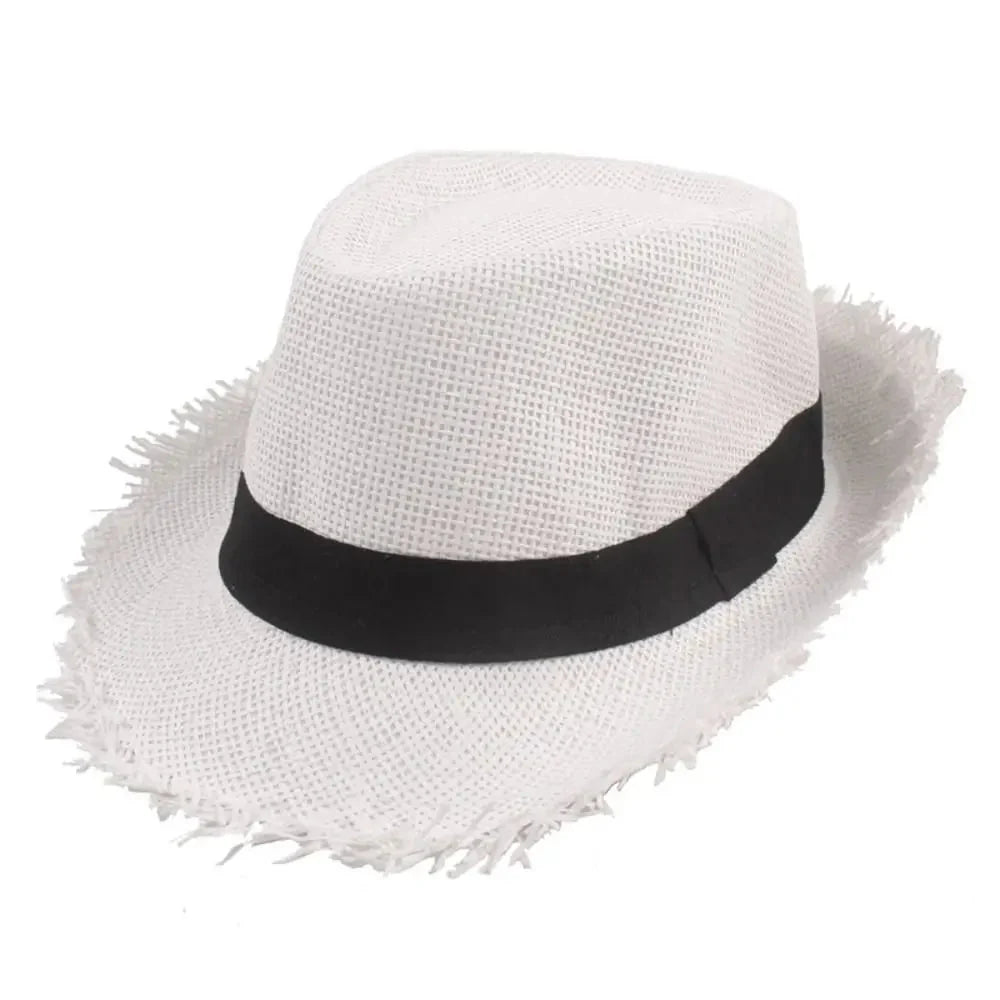 Straw trilby with ribbon