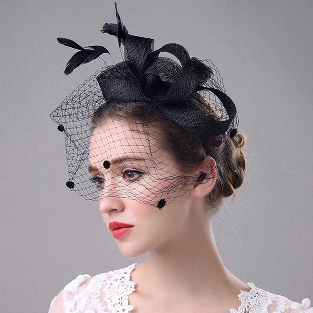 Wedding Hat Feather and Veil