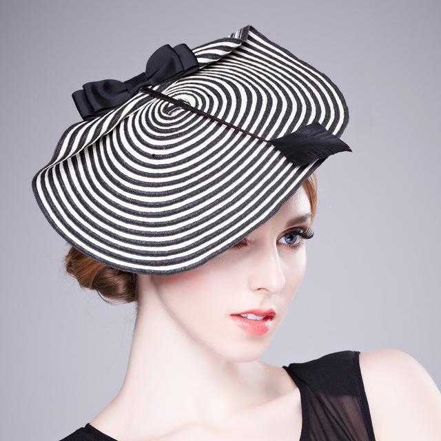 Black and white striped wedding hat