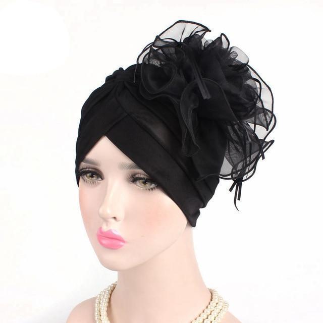 Turban indien avec grande fleur
