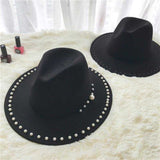 Wool fedora with pearl ribbon