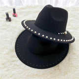 Wool fedora with pearl ribbon