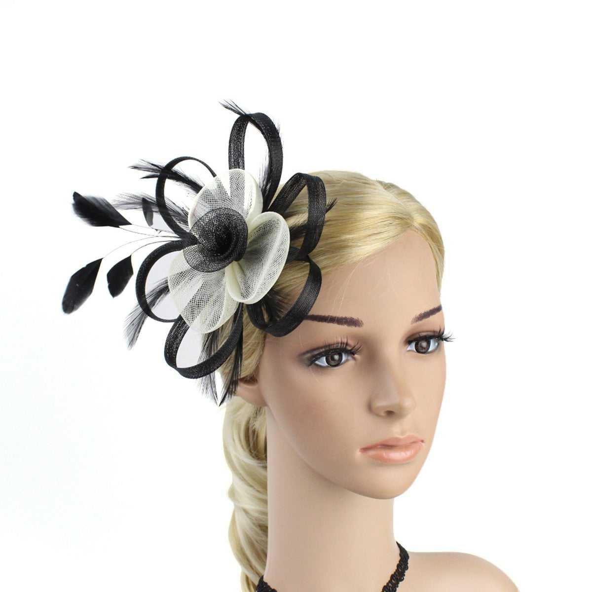 Black and white fascinator