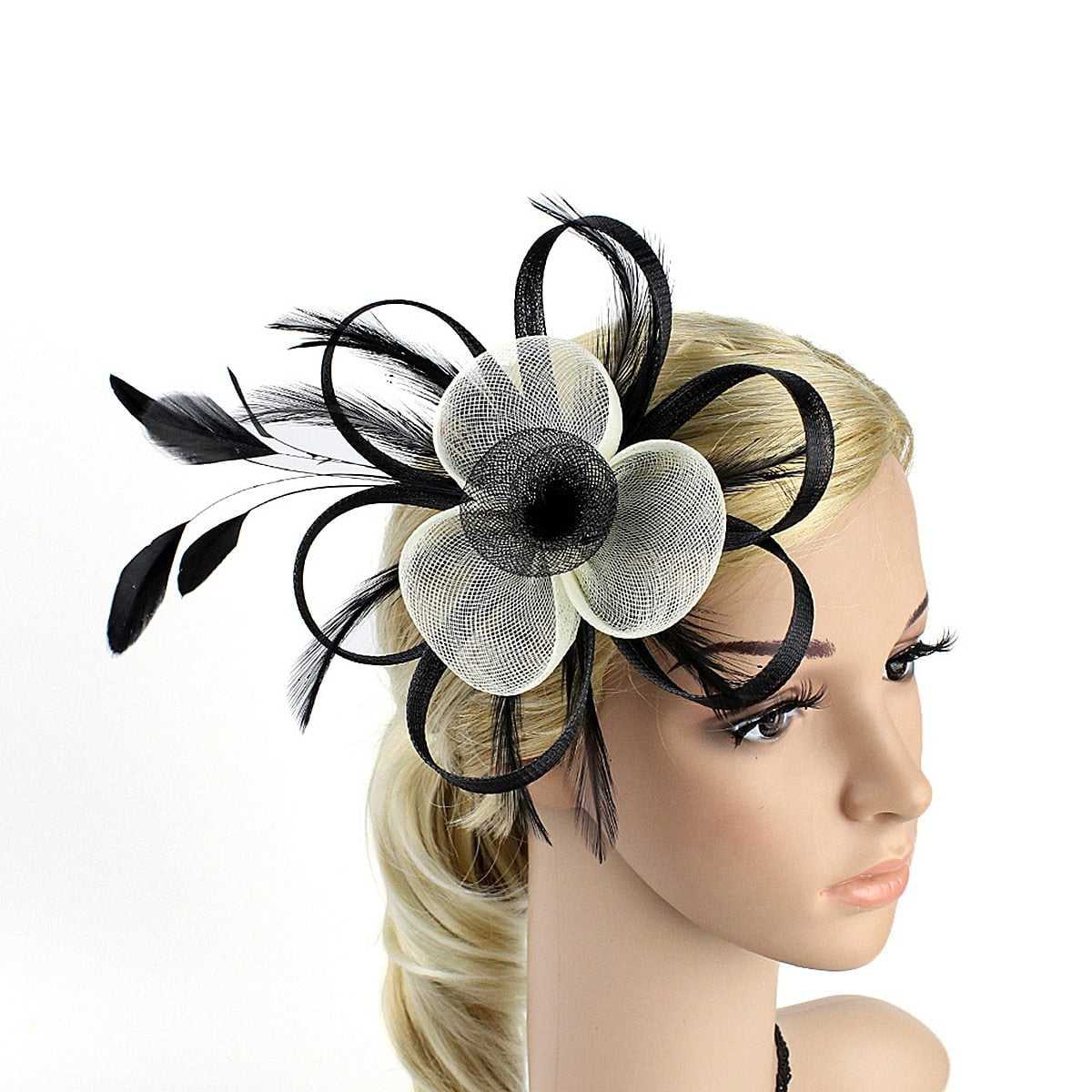 Black and white fascinator
